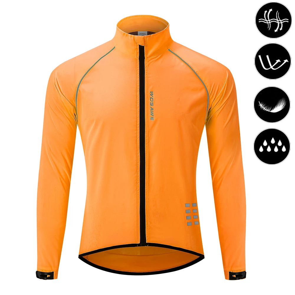 WOSAWE Men’s Ultralight Windproof Cycling Jacket – Reflective & Long Sleeve